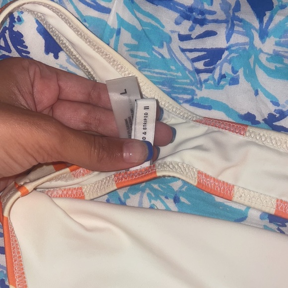 Solid and Striped Orange and white top and navy bottoms *DIFFERENT COLOR* - Picture 6 of 7